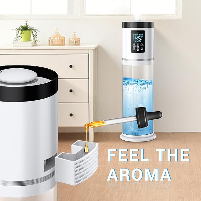 2.1 Gal Humidifiers for Bedroom Large Room, 4 Levels Cool Mist Humidifier with Clear Tank, 7 Color Lights Essential Oil Diffuser with 16H Timer, Top Fill Air Humidifier for Home Plants Office-CubbioJoy