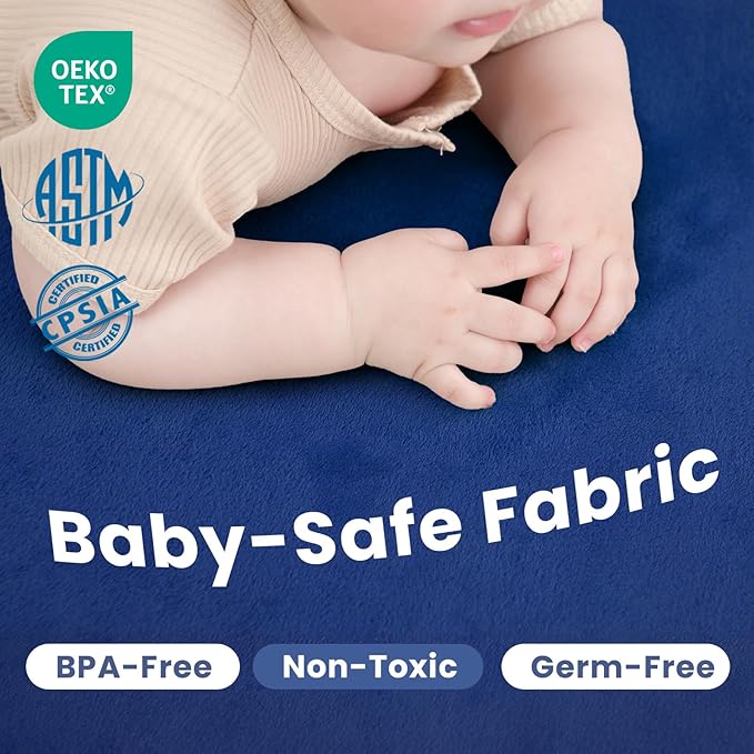 Baby Play Mat for Floor,1.3" Thick Memory foam Tummy Time Mat for Toddlers,Infants,kids,Water-Repellent Soft Nursery Rug ,79"×79" Extra Large Non Slip for Crawling&Yoga,Tatami Style for Living Room(Royal Blue)-CubbioJoy