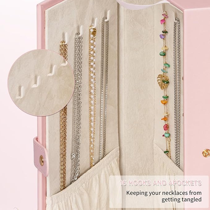 AKOZLIN Huge Jewelry Box Organizer Functional Extra Large Leather Jewelry Storage Case for Women Girls Ring Necklace Earring Bracelet Holder Organizer with Mirror-CubbioJoy