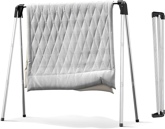 APEXCHASER Clothes Drying Rack Foldable, Stainless Steel Laundry Drying Rack Collapsible, Clothes Hanger for Sweater Baby Clothes Towel for Indoor & Outdoor, Portable Clothes Airer for Travel-CubbioJoy