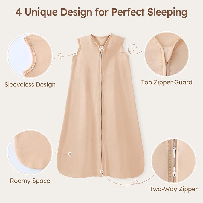 Baby Sleep Sack 6-12 Months 3 Pack 100% Cotton Lightweight 0.5 TOG Wearable Blanket Baby Sleep Bag with 2-Way Zipper for Newborn Infant Orange Flowers & Plaid-CubbioJoy