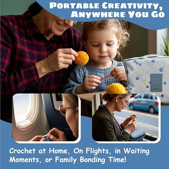 ARMINACO Crochet Kit for Beginners & Adults – 59pcs Complete Starter Set with Ergonomic Hooks (0.6-6.0mm), Yarn, Tools & Travel Bag – Craft Gift for Women, Teens & Seniors-CubbioJoy