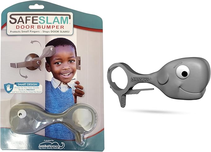 Baby Proofing Door Stopper, Door Pinch Guards Protect Child Fingers & PET Tails. Baby Safety Finger Protectors Prevent Pinch Injuries – Kids and Adults Love Whale Pinch Guard (Grey)-CubbioJoy