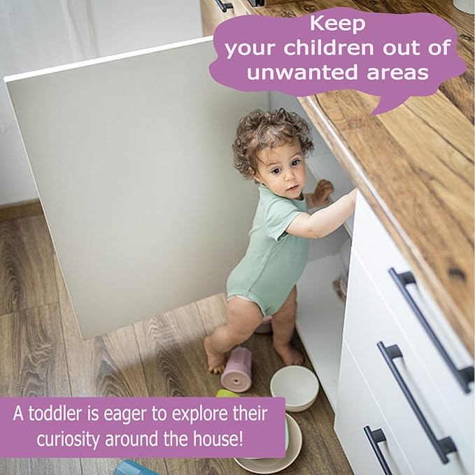 Child Proof Door Lock with Adjustable Strap, 3M Adhesive Safety Locks for Baby & Pets, No Tools Needed 4 Pack-CubbioJoy