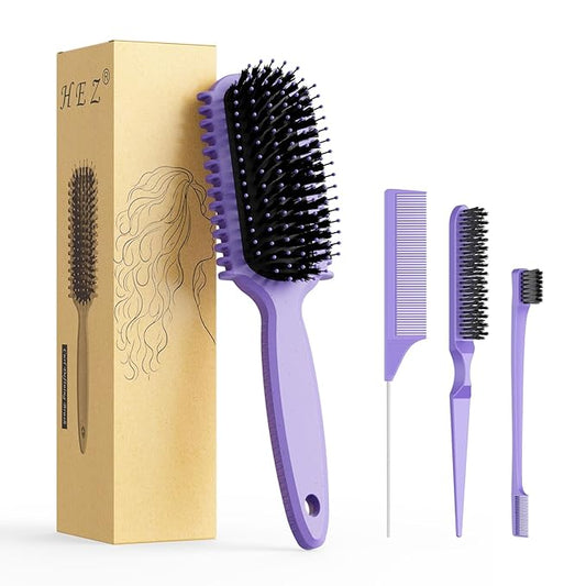 Curl Defining Brush, Curly Hair Brush, Slick Back Hair Brush, For Combing and Shaping Curls in All Hairstyles to Reduce Pulling (Purple)-CubbioJoy