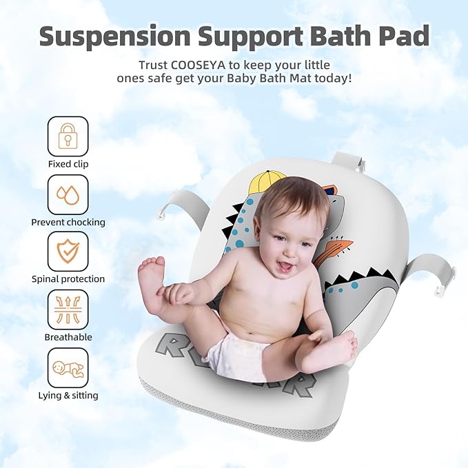 Collapsible Baby Bathtub for Newborn, Foldable Baby Bath Tub with Thermometer & Soft Floating Cushion & Drain Hole, Portable Travel Infant Bath Tubs for Newborns to Toddlers 0-36 Months Boys, Grey-CubbioJoy