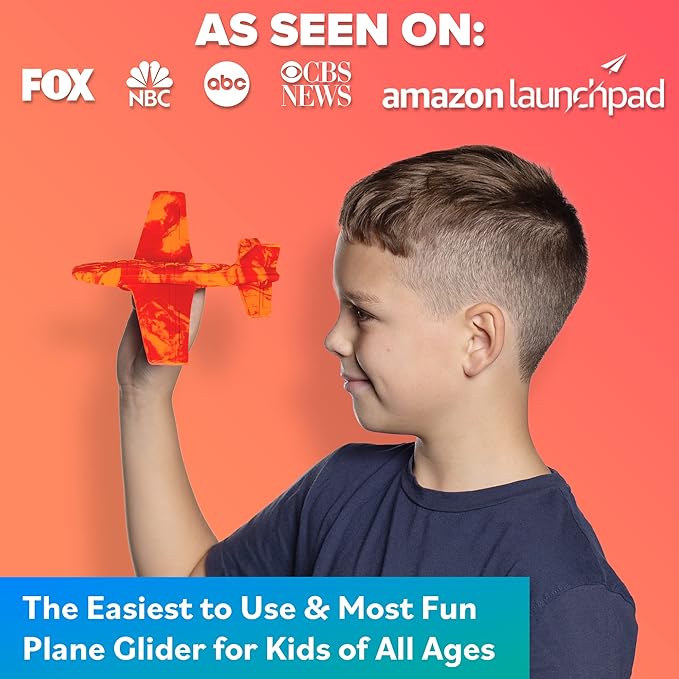 Airplane Toy Foam Glider Plane for Kids - Best Outdoor Toys for Boys & Girls - Kids Stocking Stuffers for Boys & Fun Flying Gliders Easy Throwing Air Planes - Great Gifts for Age 4 5 6 7 8 9 Year Olds-CubbioJoy