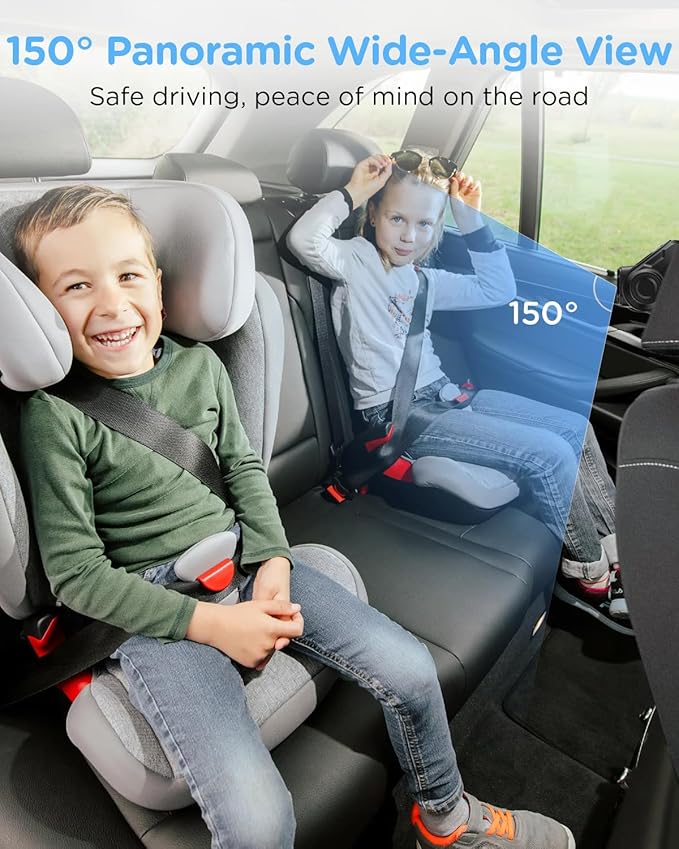 Baby Car Monitor for Backseat, 7" Touchscreen Camera Baby Camera with USB Plug and Play Easy Setup, 150° Wide Angle, Night Vision, Flexible 360 Rotation-CubbioJoy