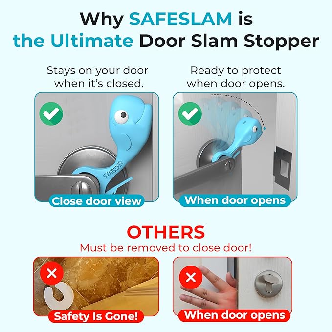 Baby Proofing Door Stopper, Door Pinch Guards Protect Child Fingers & PET Tails. Baby Safety Finger Protectors Prevent Pinch Injuries – Kids and Adults Love Whale Pinch Guard (Blue Pack of 2)-CubbioJoy