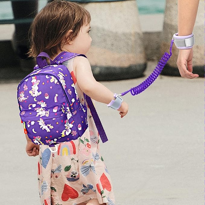 Accmor Toddler Harness Backpack Leash, Cute Baby Unicorn Backpacks with Anti Lost Wrist Link, Adorable Mini Child Backpack Leashes for Walking, Keep Kids Close Backpack Rope Tether Rein for Girls-CubbioJoy