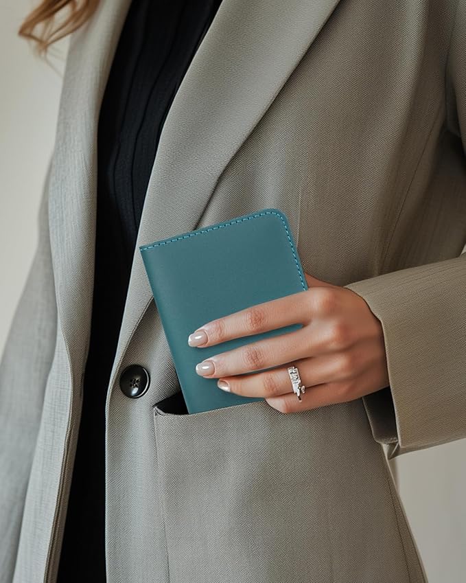 ALLIVE Passport Holder for Travel Women Men,Genuine Leather Passport Cover Wallet,Travel Must Haves Airport Essentials Travel Gifts Blue-CubbioJoy