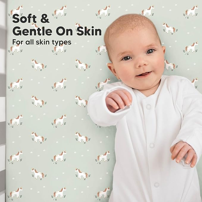 KeaBabies 2-Pack Organic Crib Sheets for Boys, Girls - 52x28 Fitted Crib Mattress Sheet Neutral, Breathable Jersey Cotton Cover for Baby Bed, Toddler Mattress, Soft & Cute Prints (Lune Mystic)-CubbioJoy