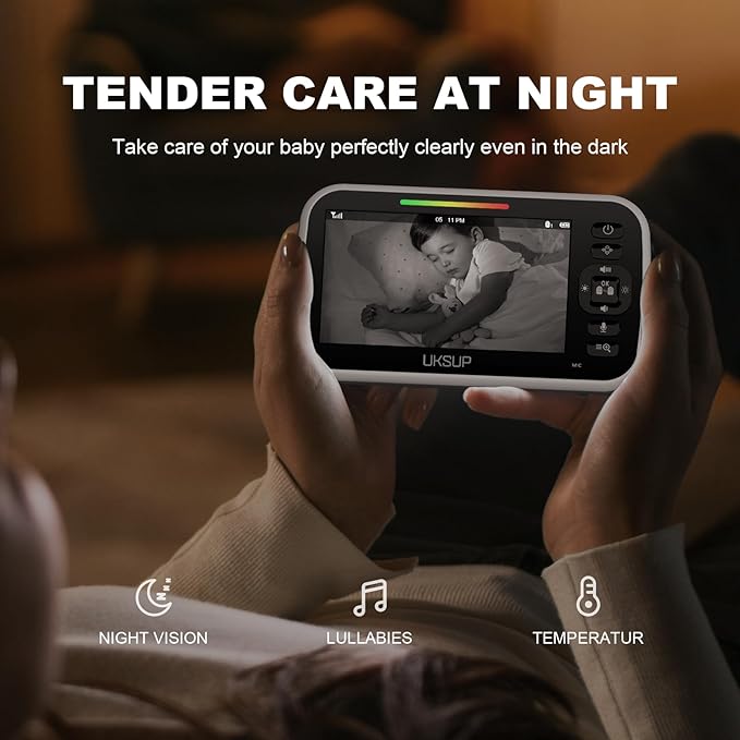 Baby Monitor with Camera and Audio- Video Baby Monitor with 960ft Long Range, Remote Pan-Tilt-Zoom, Night Vision, Temperature Sensor, 2-Way Talk, 8 Lullabies, 30-Hour Battery & No WiFi-CubbioJoy