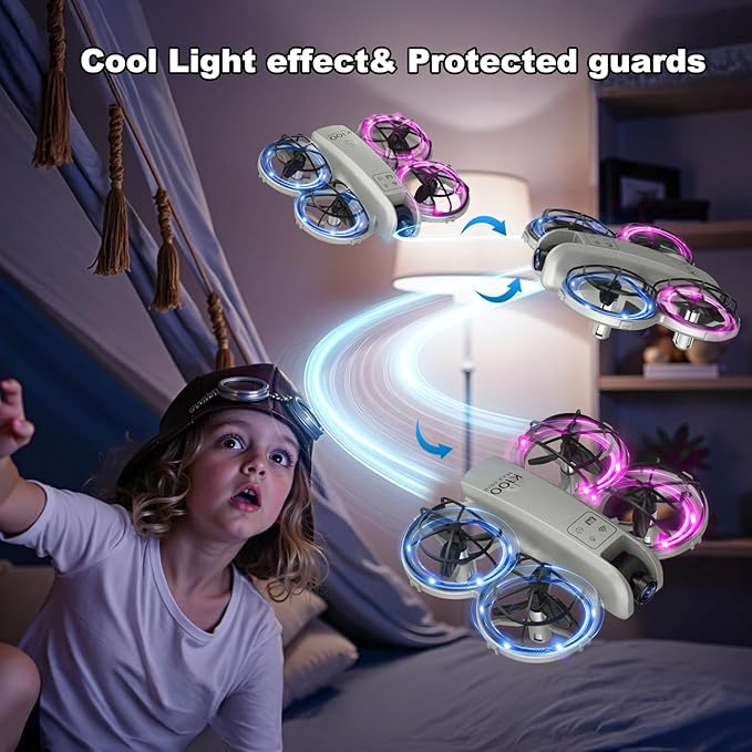 K100Max Mini Drones With Camera For Kids And Begginers, Indoor Small Helicopter Plane Quadcopter With Screen Remote Controller, Gift Toy for Boys and Girls, Headless Mode, 2 Batteries(Gray)-CubbioJoy