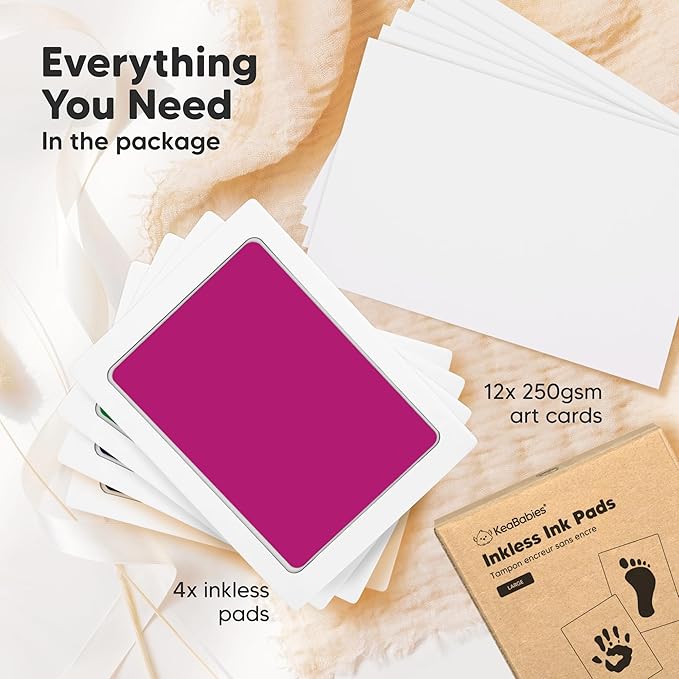 4-Pack Inkless Baby Hand and Footprint Kit - Mess Free Ink Pad for Newborn Keepsake, Dog Nose & Paw Print Kit, Clean Touch Ink Pad for Baby Hand & Footprints, Ideal New Mom Gifts (Holidays, L)-CubbioJoy