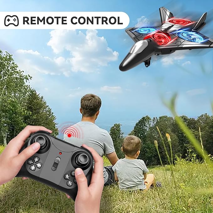 4DRC V31 Foam RC Planes Remote Control Airplanes for Kids Adults 4-7 8-16, Remote Control Planes Fighter Jet with Light, 360° Flip Fighter Jet Toy, Gravity Sensing, Stunt Roll, Gifts for Kids Boys-CubbioJoy