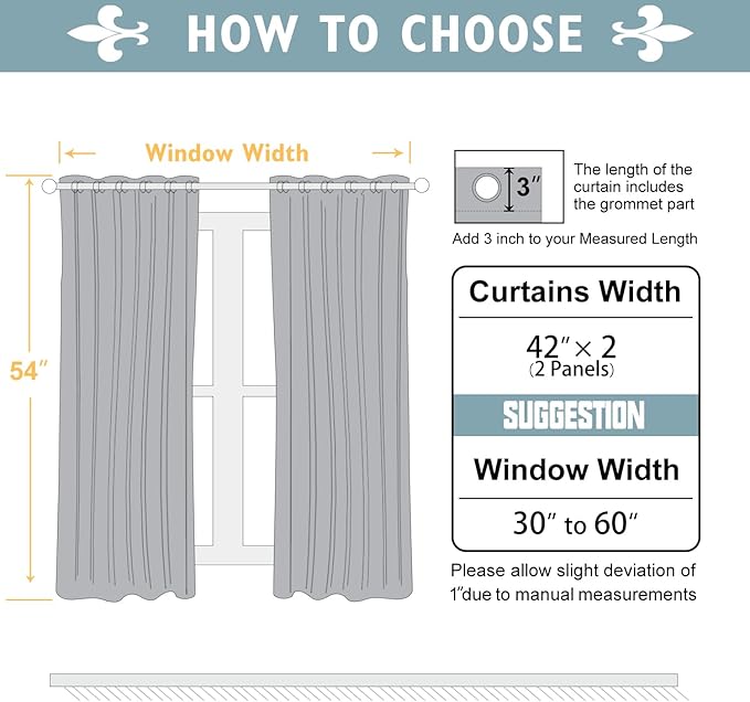 ChrisDowa 100% Blackout Curtains 54 inch Long for Bedroom with Black Liner, 2 Thick Layers Total Blackout Thermal Insulated Grommet Window Curtains 2 Panels Set (Aqua, 42 x 54 Inch)-CubbioJoy