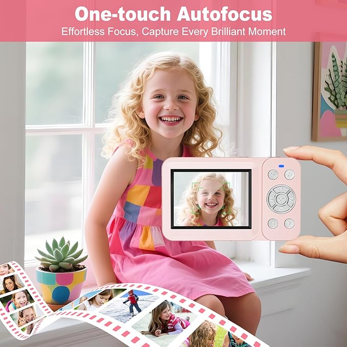 Digital Camera, 4K 64MP, 18X Zoom, Point and Shoot Digital Camera with 64GB TF Card & 2 Batteries, Portable Rechargeable Small Camera for Kids Teens Adult, Pink-CubbioJoy