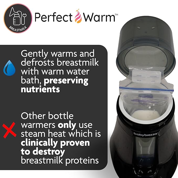 Baby Brezza Fast Baby Bottle Warmer - Baby Milk Warmer + Breastmilk Warmer Defroster – 2 Unique Temperatures for Breastmilk + Formula - Universal Fit for All Bottles, Storage Bags + Food Jars-CubbioJoy