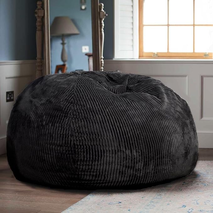 Classic Bean Bag Chair, with Faux Rabbit Fur Cover for Teens and Kids, Memory Foam Bean Bag Chairs, Ultra Soft Faux Fur Fabric, 2.5 feet Round Fluffy Bean Bag Sofa-CubbioJoy