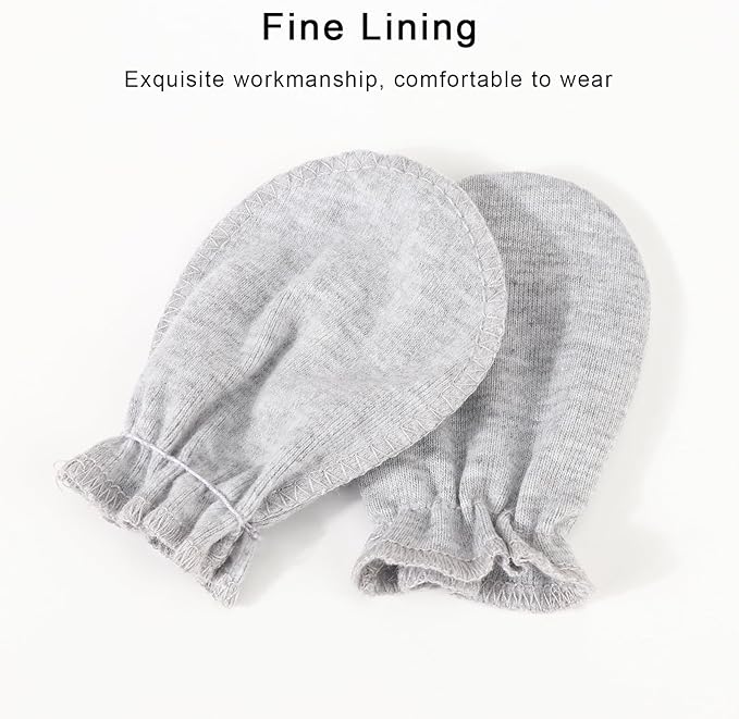 BQUBO Newborn Infant Toddler Mittens No Scratch Cotton Elastic Wrist Gloves Hypoallergenic for 0-6 Months Baby Boys Girls-CubbioJoy