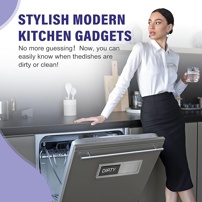Dishwasher Clean Dirty Sign-Dishwasher Magnet Stainless Steel Clean Dirty Sign for Kitchen Organization Farmhouse Dishwasher Slide Indicator, Optional Adhesive Stickers-CubbioJoy
