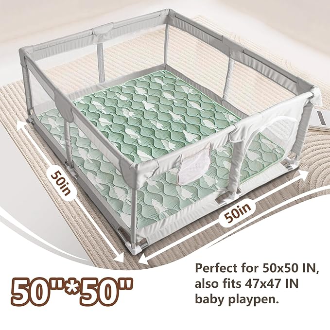 Baby Play Mat, 50x50 Playpen Mat with Super Soft Touch, Activity Mats with Upgraded Anti-Slip Bottom, Machine Washable Crawling Mats for Floor & Picnic(Trees)-CubbioJoy