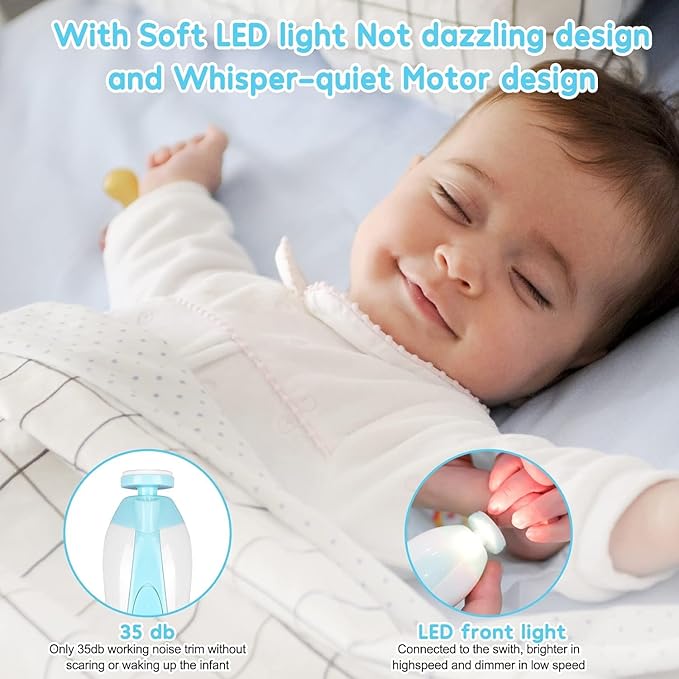 Baby Nail Trimmer Electric-12 in 1 Baby Nail Clippers Safe Baby Nail File Kit with a Nail Clipper, Scissor, Tweezers, and Nail Files-CubbioJoy