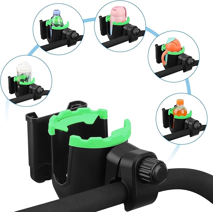 Accmor Stroller Cup Holder with Phone Holder, Universal Cup Holder, Bike Cup Holder, 360° Rotatable Large Caliber Drinks Holder for Stroller, Bike, Wheelchair, Walker-CubbioJoy