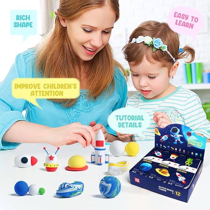 Air Dry Clay Kits - Modeling Clay for Kids, Ultra Light & Soft, Safe & Non-Toxic, DIY Airdryclay Kit with Sculpting Tools and Tutorials, Creatible Art Crafts Toys Gifts for Boys Girls-CubbioJoy