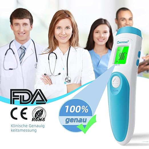 Berrcom Non Contact Forehead Thermometer Digital 3 in 1 Contactless Infrared Thermometer for Babies Adults Objects and Space Instant Measuring Time Memory Function-CubbioJoy