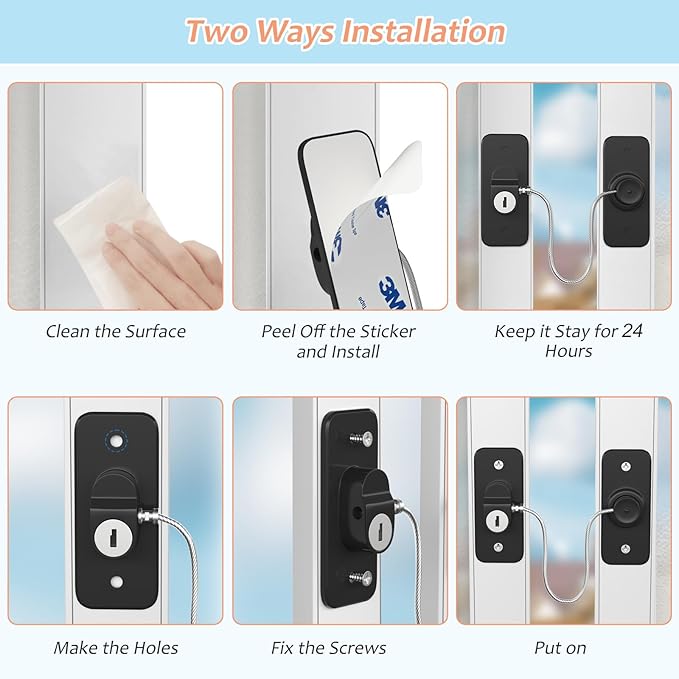 AOSITE Mini Fridge Locks for Kids No Drill Refrigerator Locks for Adults Cupboard Lock Child Safety Locks for Cabinets Drawer Locks Freezer Lock Baby Proofing (Black, 2)-CubbioJoy