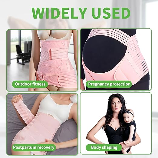 2 in 1 Postpartum Belly Band Wrap Pink, C-Section Support Belt X-Large, Post Partum Support Recovery Waist/Pelvis Belt, Hysterectomy Belly Band Binder Girdle Stomach-CubbioJoy