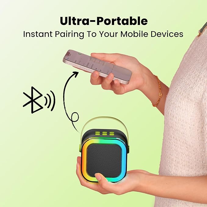 IROO Mini Karaoke Machine for Kids, 2025 TOP Toys Birthday Gifts Ideas for Girls Ages 4, 5, 6, 7, 8, 9, 10, 12+ Years Old, Portable MP3 Player with 2 Wireless Mics for Party-CubbioJoy