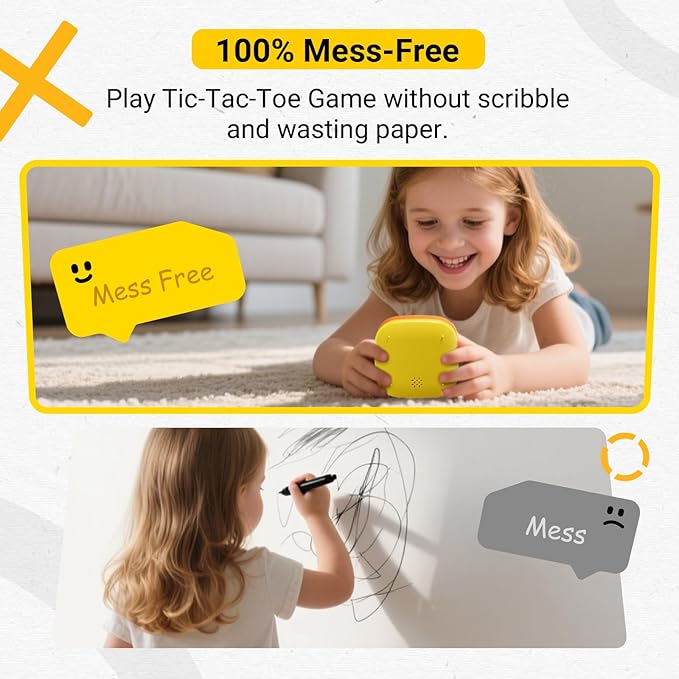 4-in-1 Handheld Tic Tac Toe Game Portable Electronic Board Games for Kids & Adults, Travel Fun & Memory Growth Gift, Orange-CubbioJoy