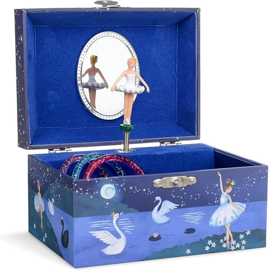 Jewelkeeper Girl's Musical Jewelry Storage Box with Spinning Ballerina, Glitter Design, Swan Lake Tune-CubbioJoy