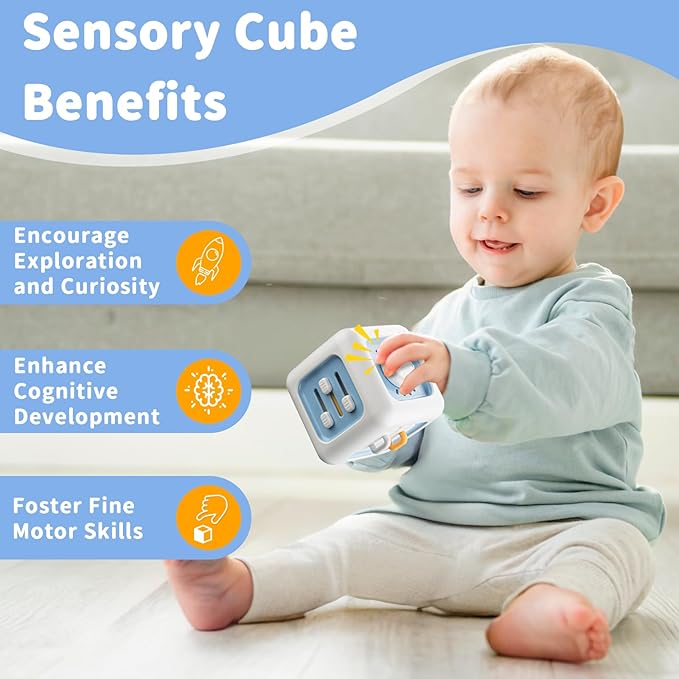 Busy Cube Toys for 1 Year Old, Montessori for 1+ Year Old, Travel Toys for Toddlers 1-3, Learning Fine Motor Skills| Birthday Gifts for 12 Months +-CubbioJoy