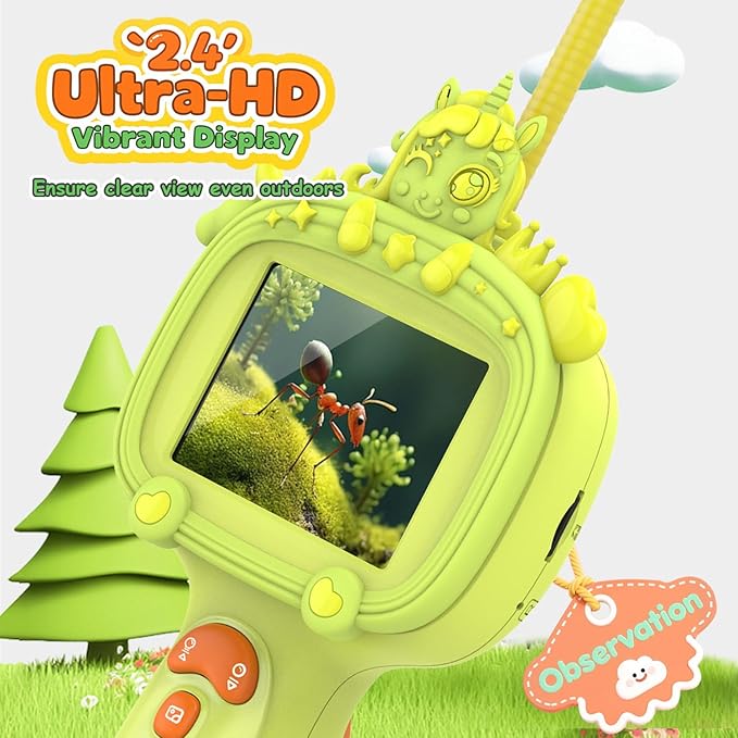 Borescope Snake Camera Endoscope with Light & Flexible Tube for Kids - Educational STEM Science Toy for Boys & Girls Ages 3-10, Birthday for Nature Exploration - Green-CubbioJoy