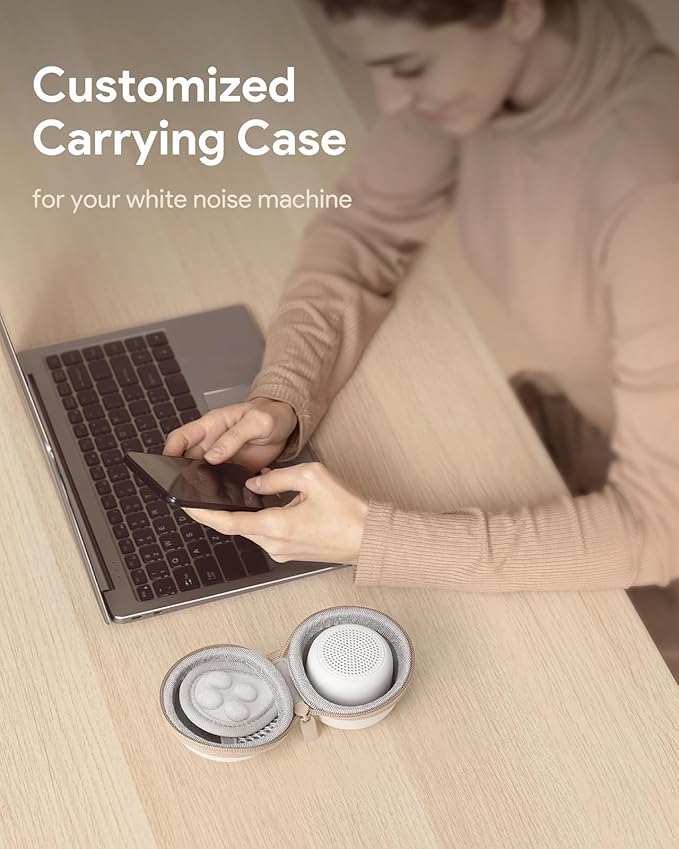 Carrying Case for Babelio White Noise Machine, Mini Sound Machine Protective Compact Traveling Storage Bag, Scratches Shockproof Waterproof (Only Case) (Beige, S)-CubbioJoy