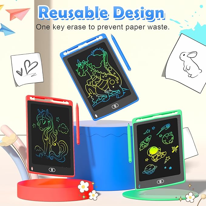 3 Pack LCD Writing Tablet for Kids, 8.5 Inch Colorful Doodle Board Drawing Tablet, Educational Learning Toys Birthday Gifts for Kids Age 3 4 5 6 7 8-CubbioJoy