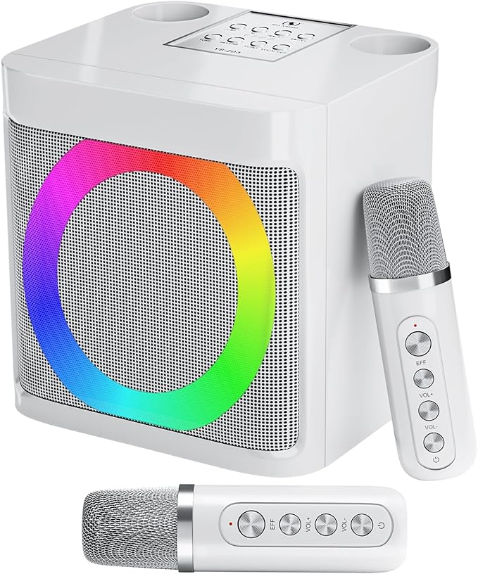 Karaoke Machine for Kids Adults - Portable Bluetooth Speaker with 2 Wireless Microphones, Singing Machine for Party, Birthday Gifts for Girls Boys Ages 4, 5, 6, 7, 8, 9, 10, 11, 12+ Years Old-CubbioJoy