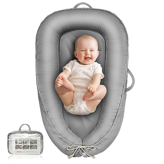 Baby Lounger - Infant Lounger for Newborn 0-24 Months, Pure Cotton Breathable Baby Nest Lounger Cover, Newborn Essentials for Baby Boys & Girls, Portable Baby Lounger for Home and Travel-CubbioJoy
