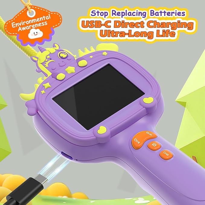 Borescope Snake Camera Endoscope with Light & Flexible Tube for Kids - Educational STEM Science Toy for Boys & Girls Ages 3-10, Birthday for Nature Exploration - Purple-CubbioJoy