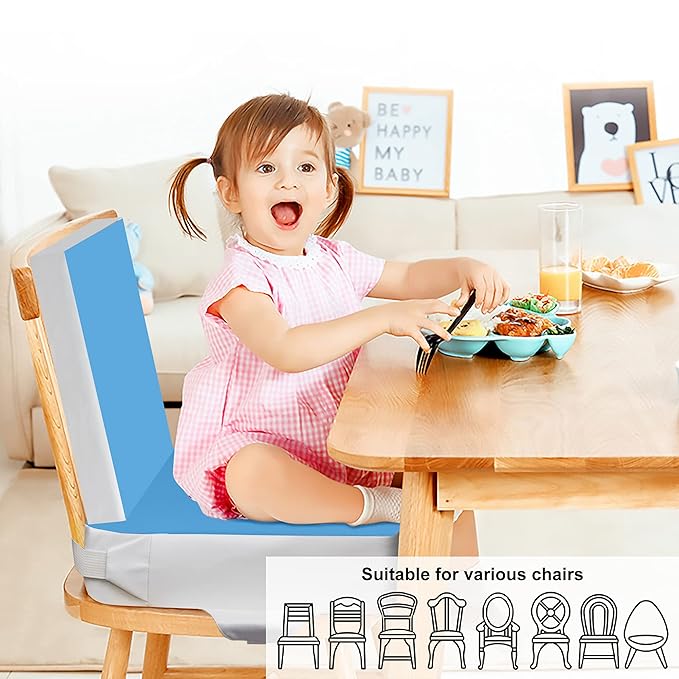 Kalawen Upgraded 2Pcs PU Washable Straps Safety Buckle Toddler Booster Seat for Kitchen Chair, Portable Travel-CubbioJoy