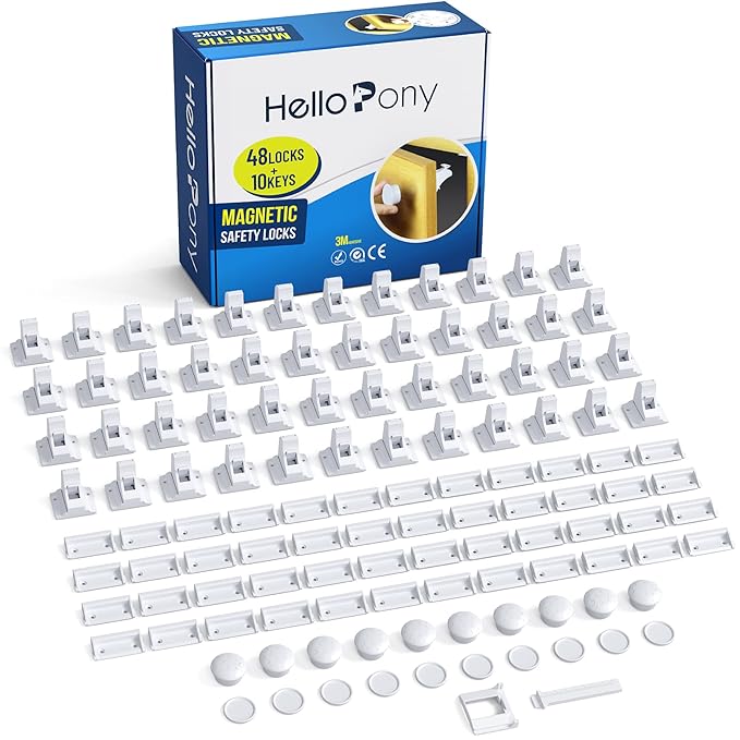 Cabinet Locks for Babies（48Locks+10Keys) Magnetic Child Locks for Cabinets Baby Proofing Cabinets-HelloPony-CubbioJoy