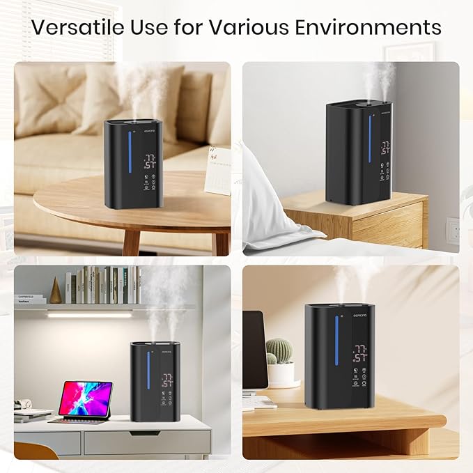 5L Cool Mist Humidifiers for Bedroom Large Room, Top Fill Ultrasonic Smart Air Humidifier for Baby & Plants with Essential Oil Diffuser, 50H Runtime 28 dB Quiet Baby Humidifier-CubbioJoy