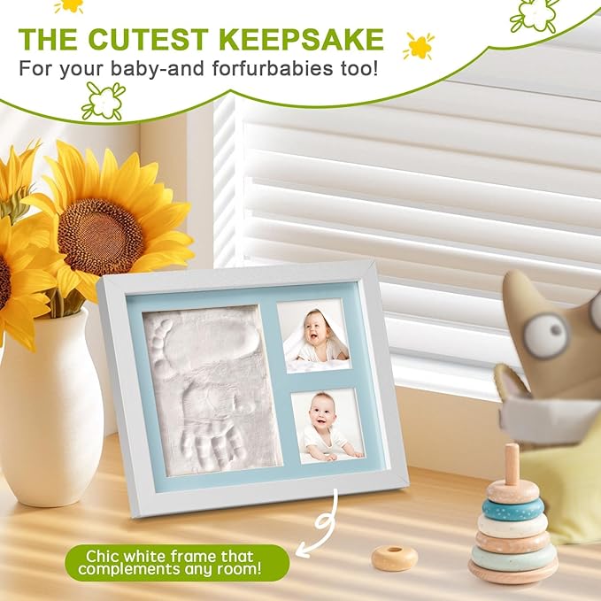 Baby Keepsake Frame,Personalized Newborn gifts,Newborn footprint kit,Baby hand and footprint kit,new mother gifts(grey)-CubbioJoy
