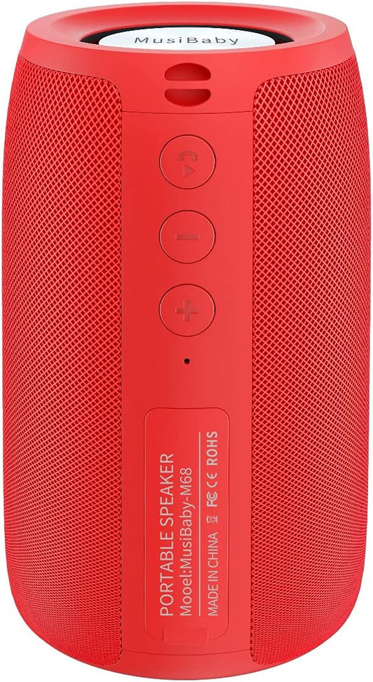 Bluetooth Speaker,MusiBaby Wireless,Outdoor, Waterproof,Portable Speaker,Dual Pairing, Bluetooth 5.0,Loud Stereo,Booming Bass,24H Playtime for Home&Party,Gifts(Pure Red)-CubbioJoy