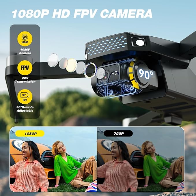 DEERC Drone with Camera 1080P, D20S FPV Mini Drones for Kids Adults Beginner; Foldable RC Quadcopter with Brushless Motor, 2 Batteries, Altitude Hold, Optical Flow, 3D Flips, Toy Gifts for Boys Girls-CubbioJoy