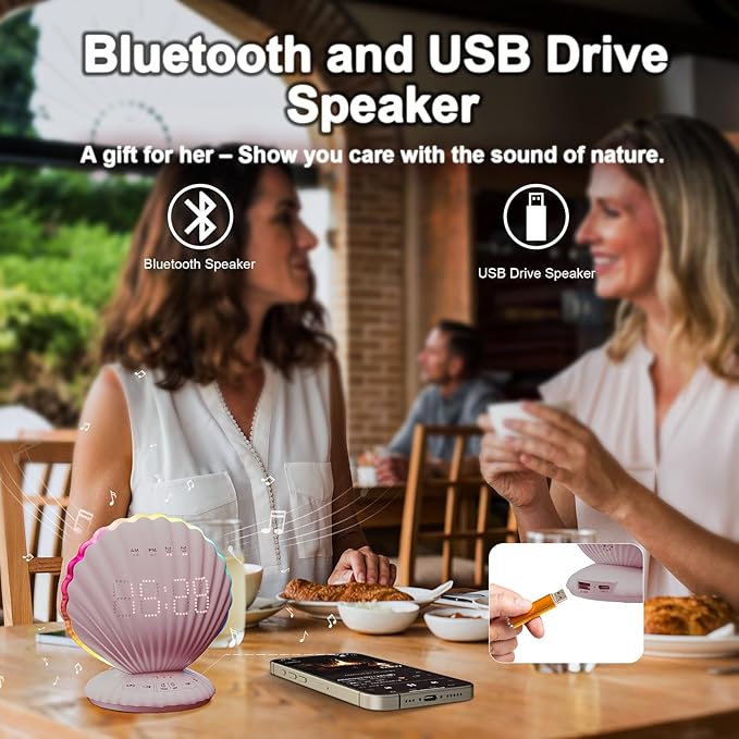 Alarm Clocks for Bedrooms,Portable Bluetooth Speaker,White Noise Sound Machines,Song 20/40/60 Timer,RGB Night Light,Bedroom Decor Aesthetic,Ideal Gift for Adult Women Teen Girls Boys(Pink)-CubbioJoy